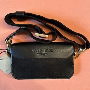 AllSaints Black Leather Crossbody Bag